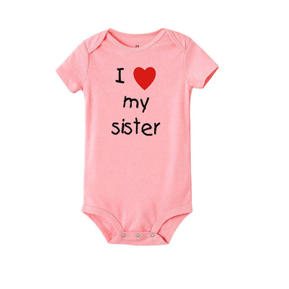 Ich liebe meine Schwester Bruder Zwillinge Baby Kurzarm Body Neugeborene Baby Jungen Mädchen Säugling Sommer Strampler Kleidung Overall Geschenke.