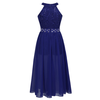 Kinder Mädchen Hochzeit Geburtstag Party Kleid Ärmelloses Blumen Spitze Strass Tanz Kleid Body für Pageant Bühne Leistung