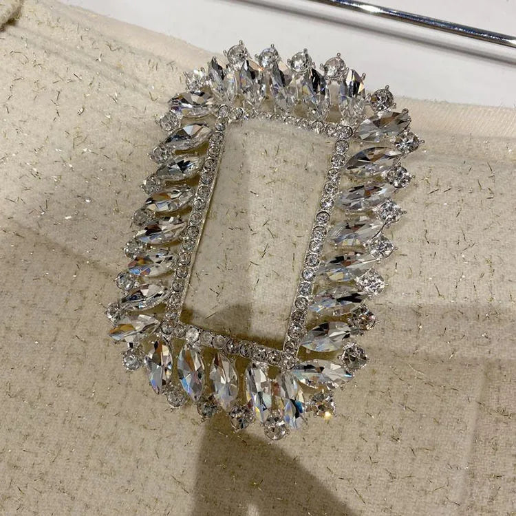 2022 Spring Autumn New shiny sequins Plaid Shorts with Belt for Lady Rhinestone Bright Silk Tweed Folding Short Boots Women.