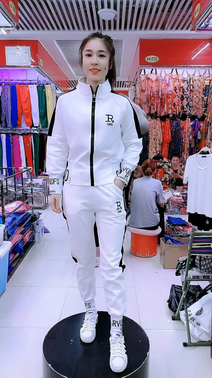 Women's Sportswear Suit 2025 Autumn Winter New Casual Fashion Korean Slim Coat Long Sleeve Sweater Pants Two Piece Set For Women.