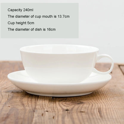 Pure White Bone China Coffee Cup Ceramic Simple Nordic Latte Cups Creative Fancy Afternoon Tea Cafe Coffee Cup and Saucer Spoon
