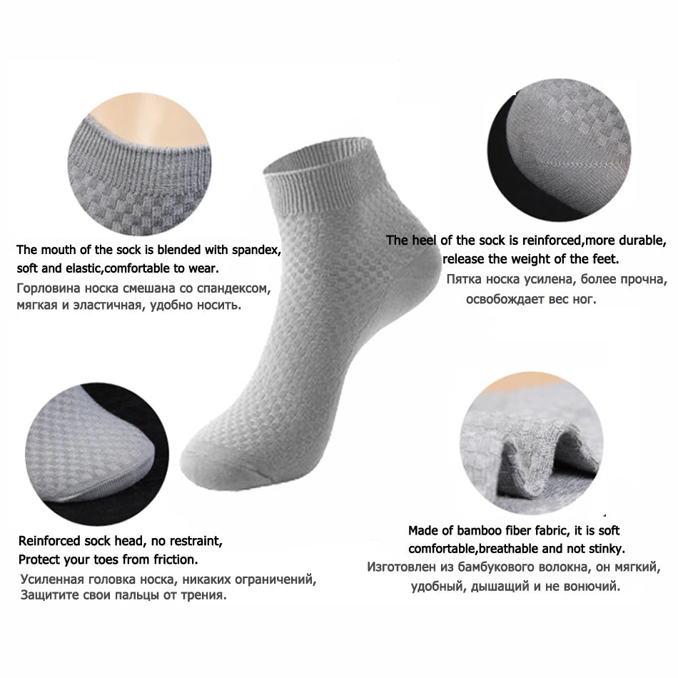 10 Pairs High Quality Bamboo Fiber Men's Socks Business Breathable Deodorant Compression Socks Men Long Big Size EUR 38-46.
