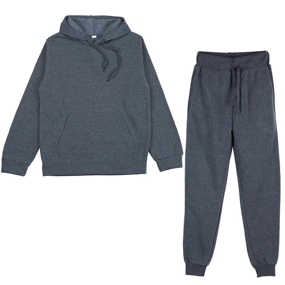 Damen Fleece zweiteilige Sets elegante einfarbige übergroße warme Hoodies und lange Hose Sporta nzug Herbst Winter Trainings anzug 2021