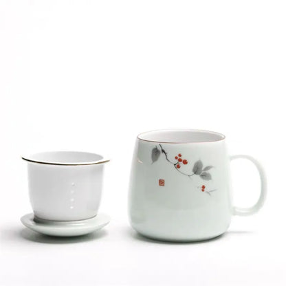 Ceramic Filter Teacup Simple Large Capacity Couple Drinkware Household Coffee Mug with Lid Porcelain Office Tea Separation Cup