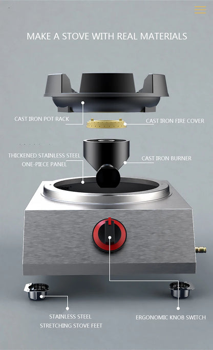 Shaped Single Stove Household Liquefied Petroleum Gas Stove Pulse Electronic Ignition Stove Thickened Stainless Steel Gas Stove.