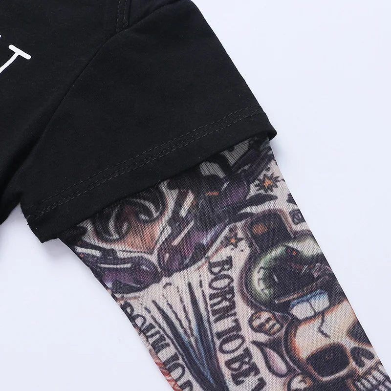 Baby-Bodys, Tattoos-Druck, Rock, 6–24 Monate, Baumwolle, langärmeliger Baby-Body.