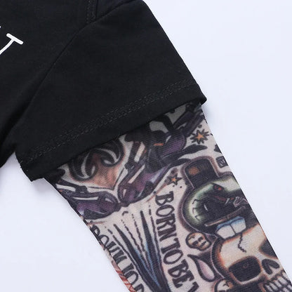 Baby-Bodys, Tattoos-Druck, Rock, 6–24 Monate, Baumwolle, langärmeliger Baby-Body.