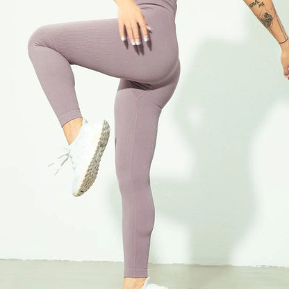Ribbed Yoga Leggings Sports Tights Women Seamless Knit Yoga Pants White Femme Gym Leggings Skinny Workout Fitness Push Up