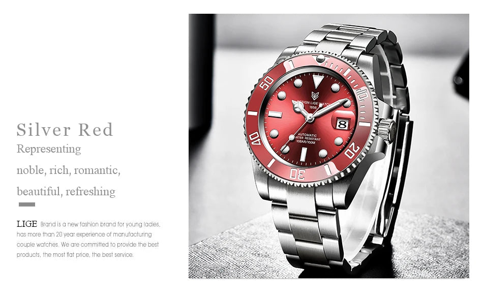 LIGE Women Watches Mechanical Watch Luxury Bracelet Wrist Wristwatch Elegant Ladies Automatic Date Clock Watch Relogio Feminino.