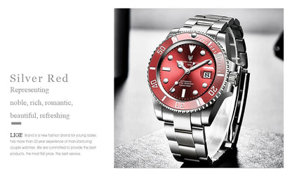 LIGE Women Watches Mechanical Watch Luxury Bracelet Wrist Wristwatch Elegant Ladies Automatic Date Clock Watch Relogio Feminino.