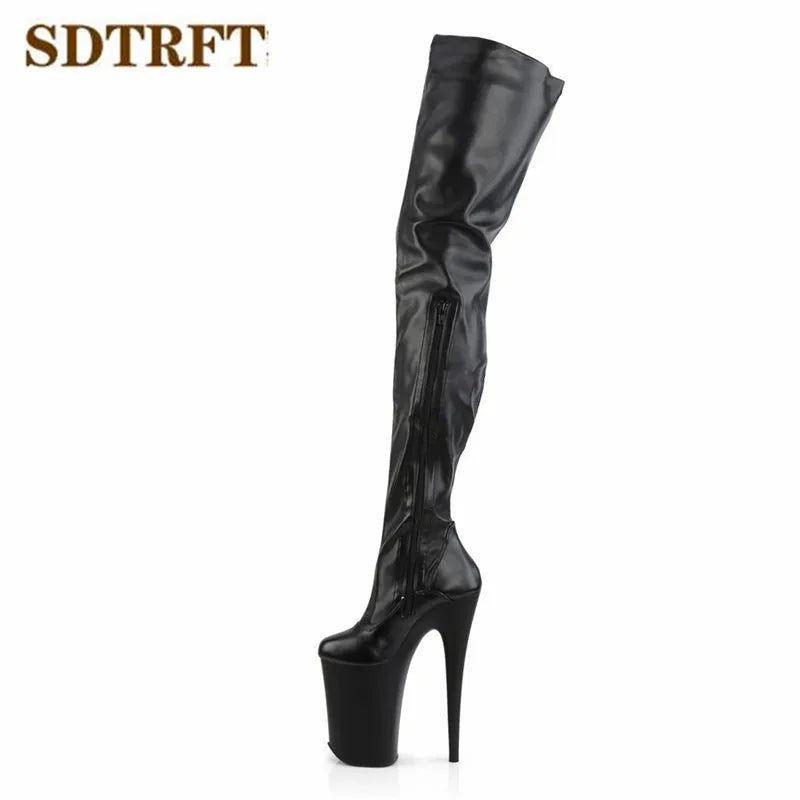 SDTRFT Spring Autumn Fashion Botas Mujer 23cm Thin High Heels Over The Knee Boots Round Toe Lace Up Shoes Woman Wedding Pumps.