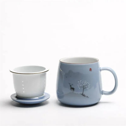 Ceramic Filter Teacup Simple Large Capacity Couple Drinkware Household Coffee Mug with Lid Porcelain Office Tea Separation Cup.