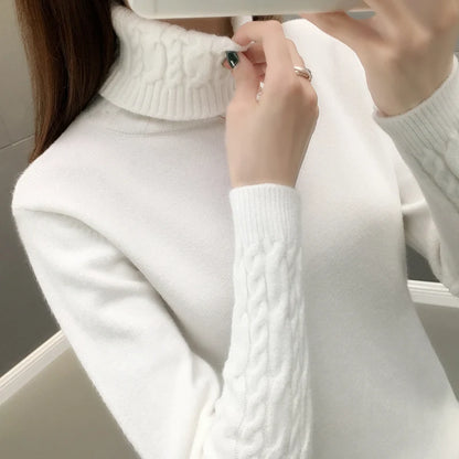 Frauen Pullover Rollkragen Pullover Herbst Winter Pullover Neue 2025, Lange Ärmel Dicke Warme Weibliche Pullover Khaki