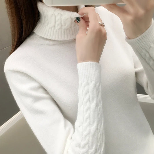 Frauen Pullover Rollkragen Pullover Herbst Winter Pullover Neue 2025, Lange Ärmel Dicke Warme Weibliche Pullover Khaki