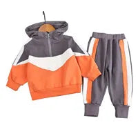 2024 Boys Padded Warm Set Children's Hooded Cartoon Solid Colour 3 Pcs Autumn Winter New Girls Sweatshirt Cute Casual Suit 4-12Y.