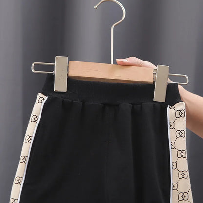 2022 Spring New Suit Boys Girls Baby Print Handsome Single-Breasted Children's Long-Sleeved Baseball Sshirt 2-Piece Set