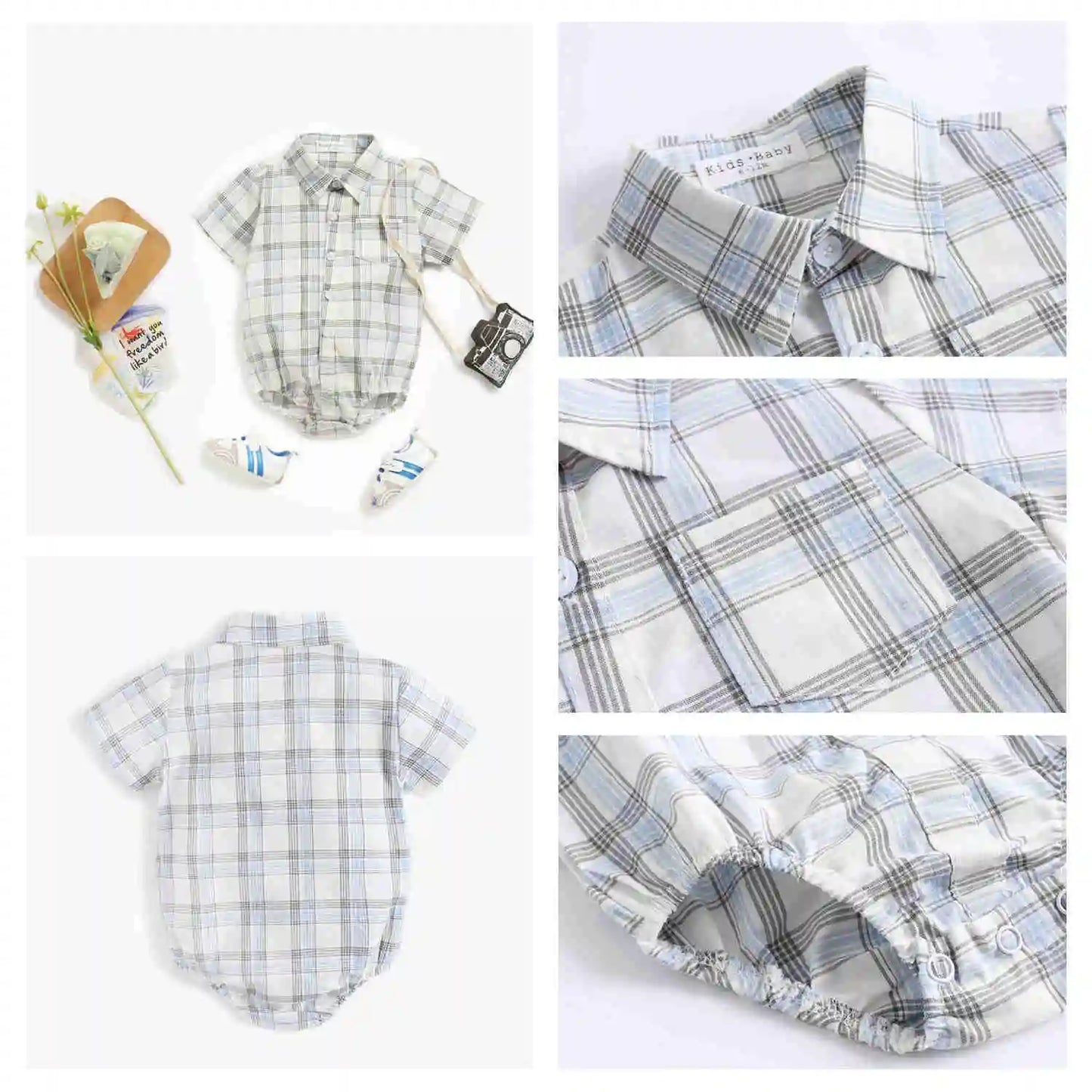 Sanlutoz Baumwolle Baby Jungen Bodys Mode Neugeborenen Kleidung für Baby Jungen Kurzarm Sommer Baby Kleidung Plaid.