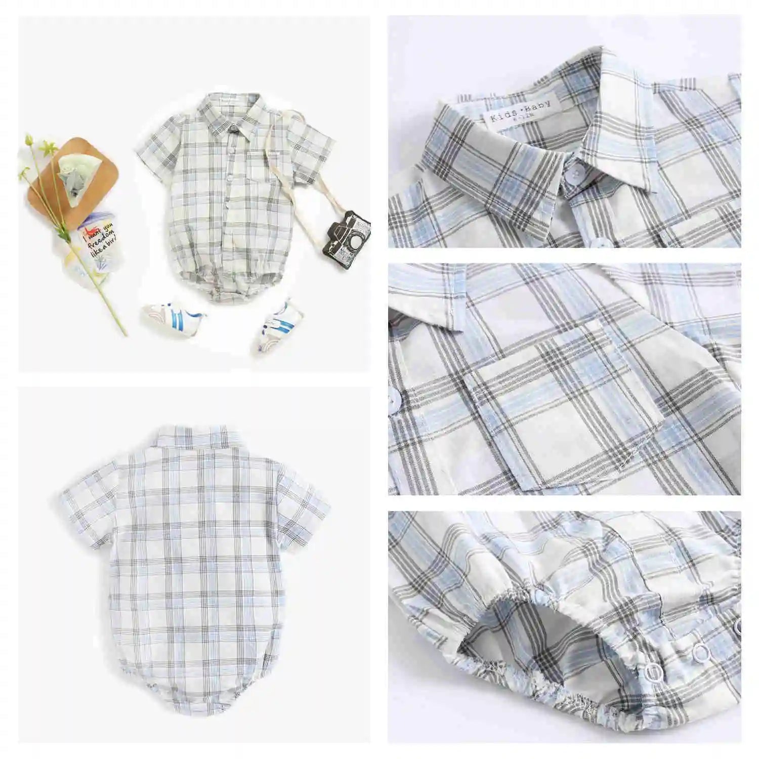 Sanlutoz Baumwolle Baby Jungen Bodys Mode Neugeborenen Kleidung für Baby Jungen Kurzarm Sommer Baby Kleidung Plaid.