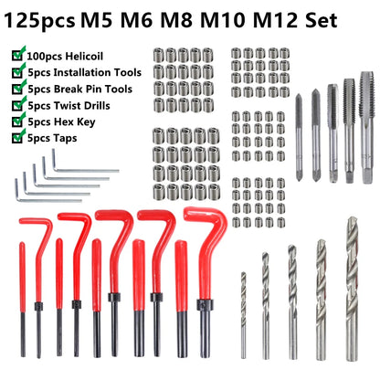 XCAN Gewindereparaturwerkzeug, 25 Stück, M3/M4/M5/M6/M7/M8/M10/M12/14 zur Wiederherstellung beschädigter Gewindeschraubenschlüssel, Spiralbohrer, Handwerkzeug