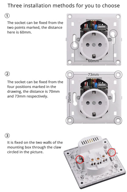 Coswall Typ-C-Schnittstellensteckdose, Vollspiegel, Kristallplatte, schwarze Wand, EU, Russland, Spanien, französische Standardsteckdose mit USB-Ladeanschluss.