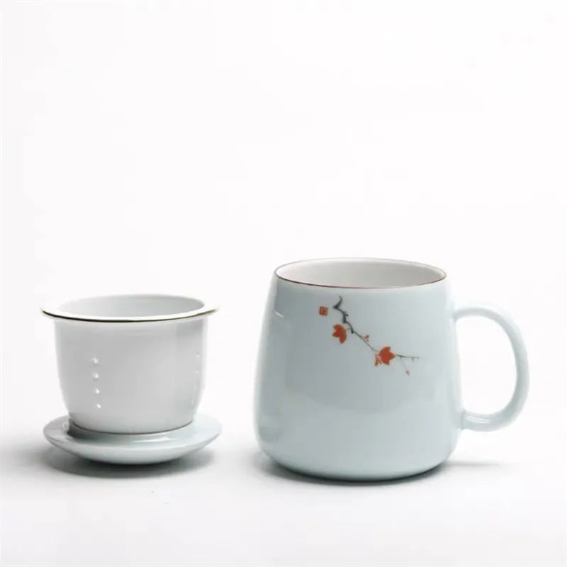 Ceramic Filter Teacup Simple Large Capacity Couple Drinkware Household Coffee Mug with Lid Porcelain Office Tea Separation Cup