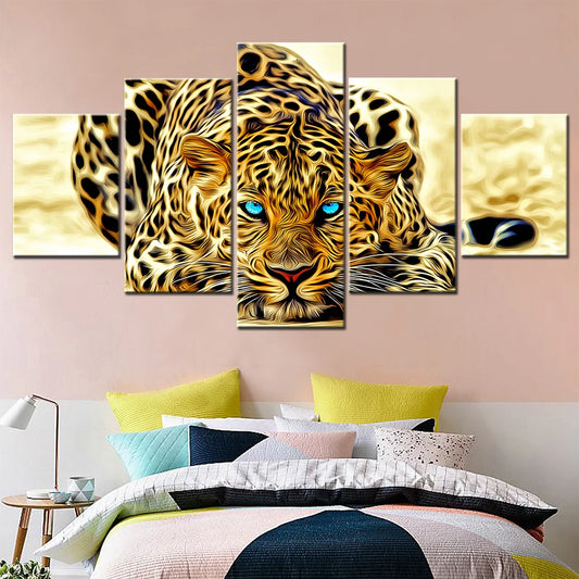 Blue Eyes Leopard Wall Art Canvas Set Animal Pictures Modular Canvas Paintings for Living Room Decoration Modern Home Decor.