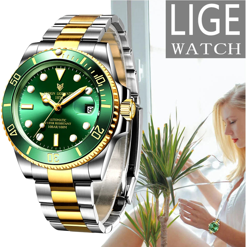 LIGE Women Watches Mechanical Watch Luxury Bracelet Wrist Wristwatch Elegant Ladies Automatic Date Clock Watch Relogio Feminino.