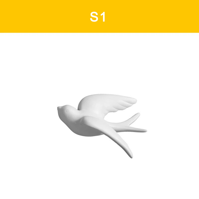 Ceramic Swallows Sparrow 3D Simple Ceramic Birds Murals Wall Hanging Decorations Crafts Home Ornaments Home Wall Sculptures RE.
