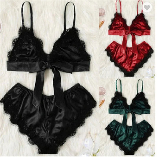 1 Set Unterwäsche Nachtwäsche Sets Lenceria Sling Bh Set Sexy Satin Dessous Sexy Perspektive Pyjamas