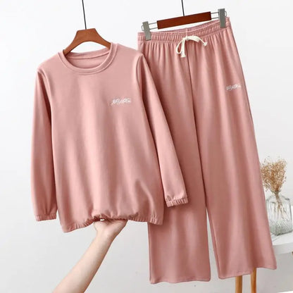 Fdfklak New Autumn Winter Warm Sleepwear 2 Piece Sets For Women's Cotton Pajamas Homewear M-XXL Large Size Pijama Pyjama.