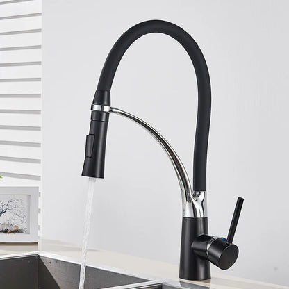 Kitchen Faucet Swivel Pull Down Black Hose Kitchen Sink Faucet Sink Tap Mounted Deck Bathroom Hot And Cold Water Mixer Crane