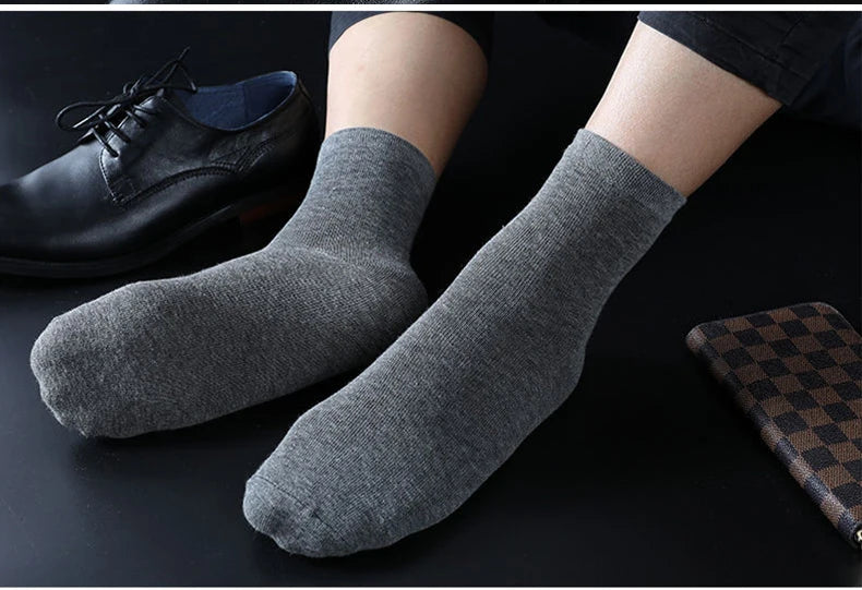 HSS 5/10 Pairs Men's Cotton Blend Socks Black Business Men Socks Soft Breathable Summer Winter for Male Socks Plus Size (6.5-14)