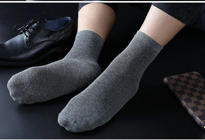 Box Pack Men's Cotton Socks 10Pairs/Box Black Business Men Socks Soft Breathable Summer Winter for Man Boy's Gift Size EUR39-45