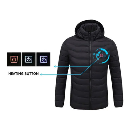 Men's parka Winter Warm USB Heating Jackets Smart Thermostat Pure Color Hooded Heated Clothing male bobojaco Warm padded jacket.