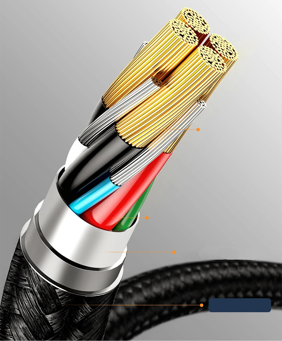 Baseus 3 in 1 USB Type C Cable for iPhone 15 14 13 12 Pro Charger Cable 100W Micro USB Type C Cable for Macbook Samsung Xiaomi.