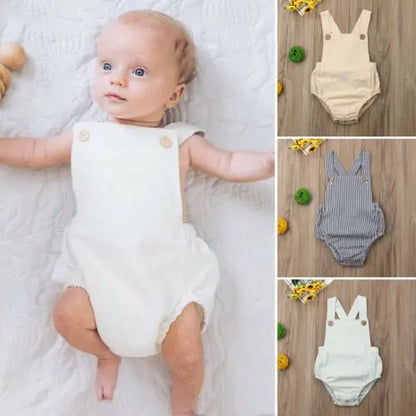 0-3y Baby Sommerkleid ung Neugeborene Baby Boy Mädchen Baumwolle Bodysuit gestreift solide lässige Overall Outfits Sonnen anzug