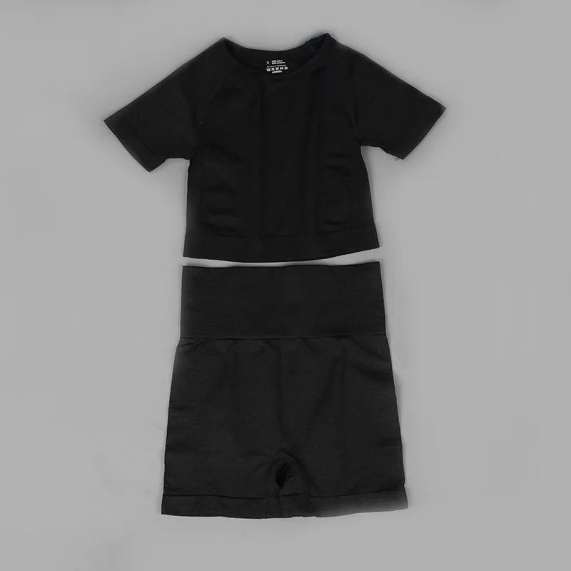 Women Vital Seamless Yoga Fitness Clothing Set High Waist Gym Leggings Crop Tops Sports Tracksuit Plush Up Sports Outfits