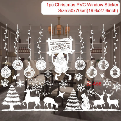 2025 Merry Christmas Wall Sticker Window Glass Merry Christmas Decor for Home Living Room Wall Decor 2026 Happy New Year Sticker