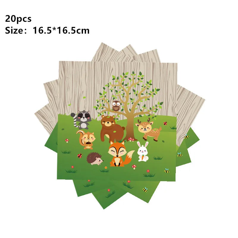 Dschungel Thema Partei Dekor Versorgung Einweg Geschirr Set Wald Tier Fuchs Hedgehog Ballon Baby Dusche Kid Geburtstag Kuchen Topper.