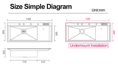 ASRAS New Nanometer Large Size Single Cup Rinser Kitchen Sink 4mm Thickness 220mm Depth With Drain Plate Knife Holder Sinks