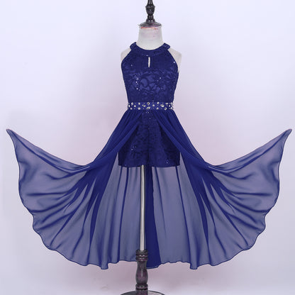 Kinder Mädchen Ärmellose Blumen Spitze Strass Party Kleid Dance Strampler für Schule Pageant Geburtstag Hochzeit Bühne Leistung