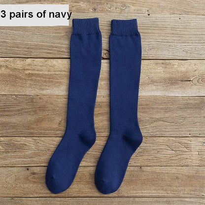 6PCS=3Pairs Men's Winter Compression Stocking Warm Hot Knee High Long Leg Terry Socks Warm Thicken Cover Calf Socks Size 38-44