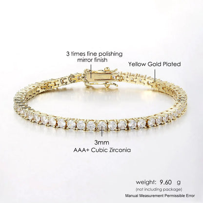 Iced Out Crystal Tennis Bracelet for Women Punk Hiphop Luxury AAA+ Cubic Zirconia Wedding Gold Color Hand Chain Jewelry OHH118.