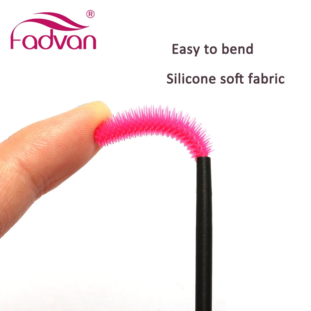 Fadvan 50Pcs/Pack Silicone Brushes Disposable Eyelash Tool Comb Mascara Wands Makeup Brushes Individual Applicator Kit for Eye.