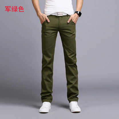2022 Spring summer New Casual Pants Men Cotton Slim Fit Chinos Fashion Trousers Male Brand Clothing 9 colors Plus Size 28-38.