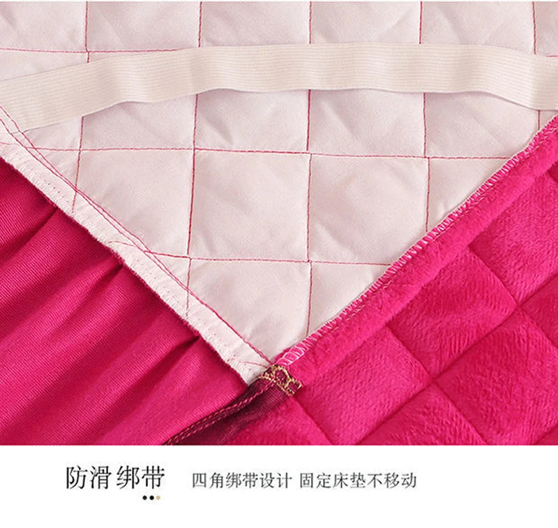 European Luxury Quilted Bed Skirt Winter Warm Thicken Velvet Bedspread King Good Hand Feeling Bed Skirt Not Included Pillowcase.