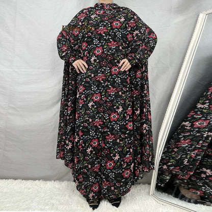 1 Pieces Muslim Hijabs Dress Women's Prayer Garment Dubai Abaya Arab Jibab Islam Flowers Djellaba Femmel Khimar Caftan Clothes.