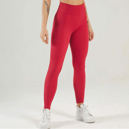 Ribbed Yoga Leggings Sports Tights Women Seamless Knit Yoga Pants White Femme Gym Leggings Skinny Workout Fitness Push Up.