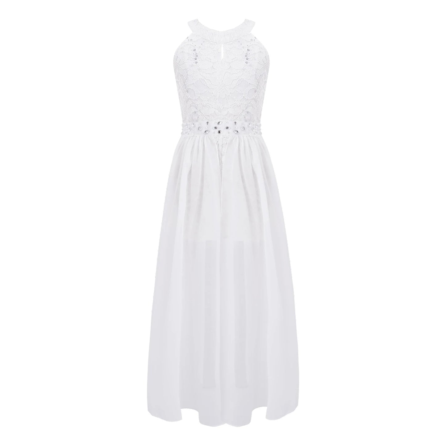 Kinder Mädchen Hochzeit Geburtstag Party Kleid Ärmelloses Blumen Spitze Strass Tanz Kleid Body für Pageant Bühne Leistung