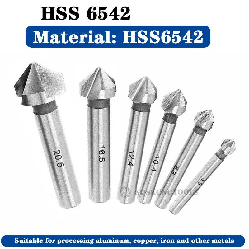 HSS Fasen Anfasen Cutter Schaftfräser Werkzeug Senker Bohrer Set Zu Holz Stell Fasen Cutter Power Tool 3 Flöte 90 grad